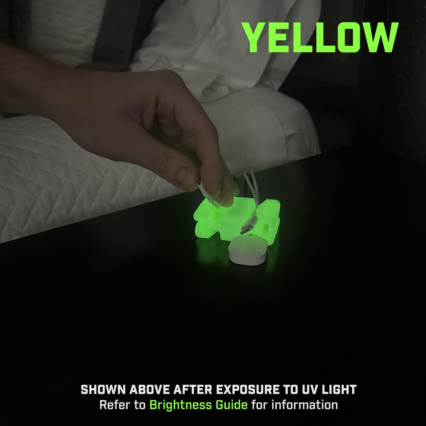 GlowBrick - Weighted Silicone Cord Holder for Nightstand. Traveling Cable Wrap, Phone Accessory, Stocking Stuffer