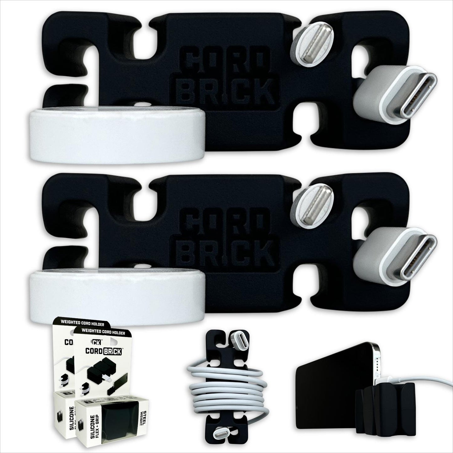CordBrick® Weighted Cord Holder & Travel Cable Wrap. Stocking Stuffer & Phone Accessory