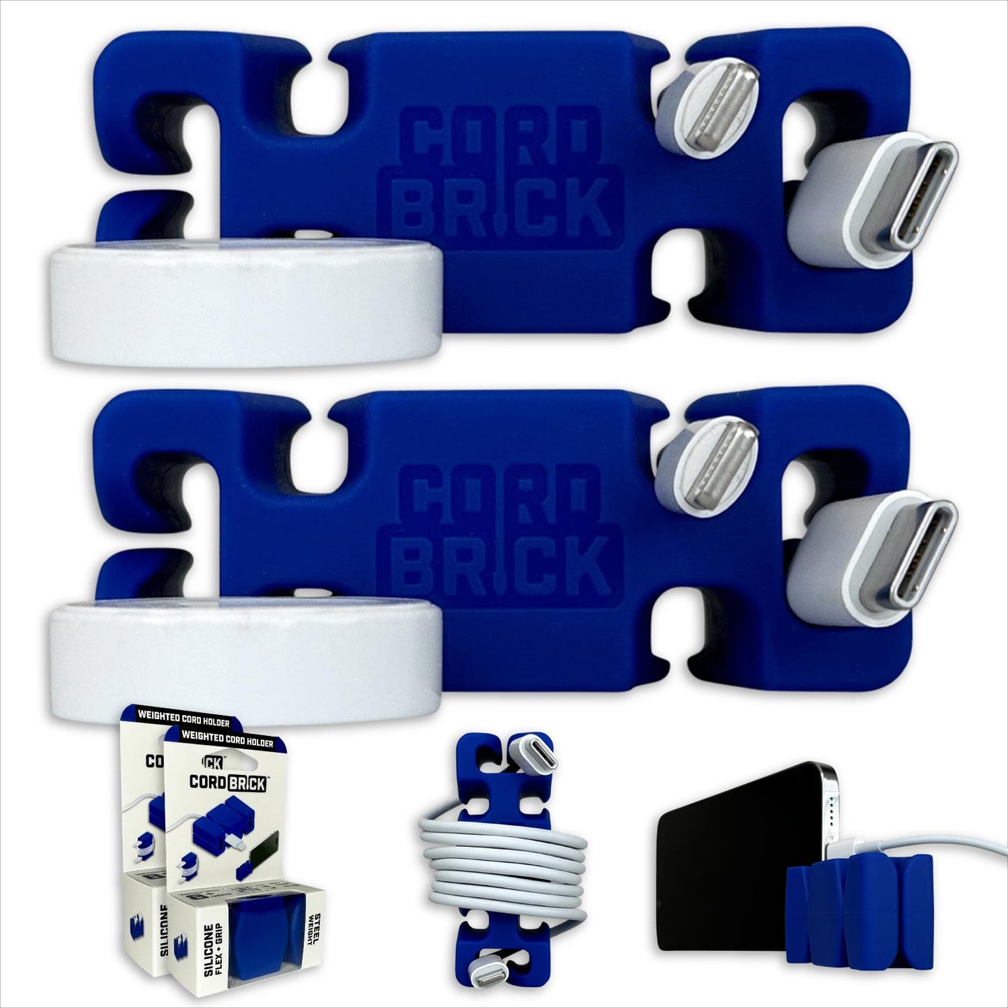 CordBrick® Weighted Cord Holder & Travel Cable Wrap. Stocking Stuffer & Phone Accessory