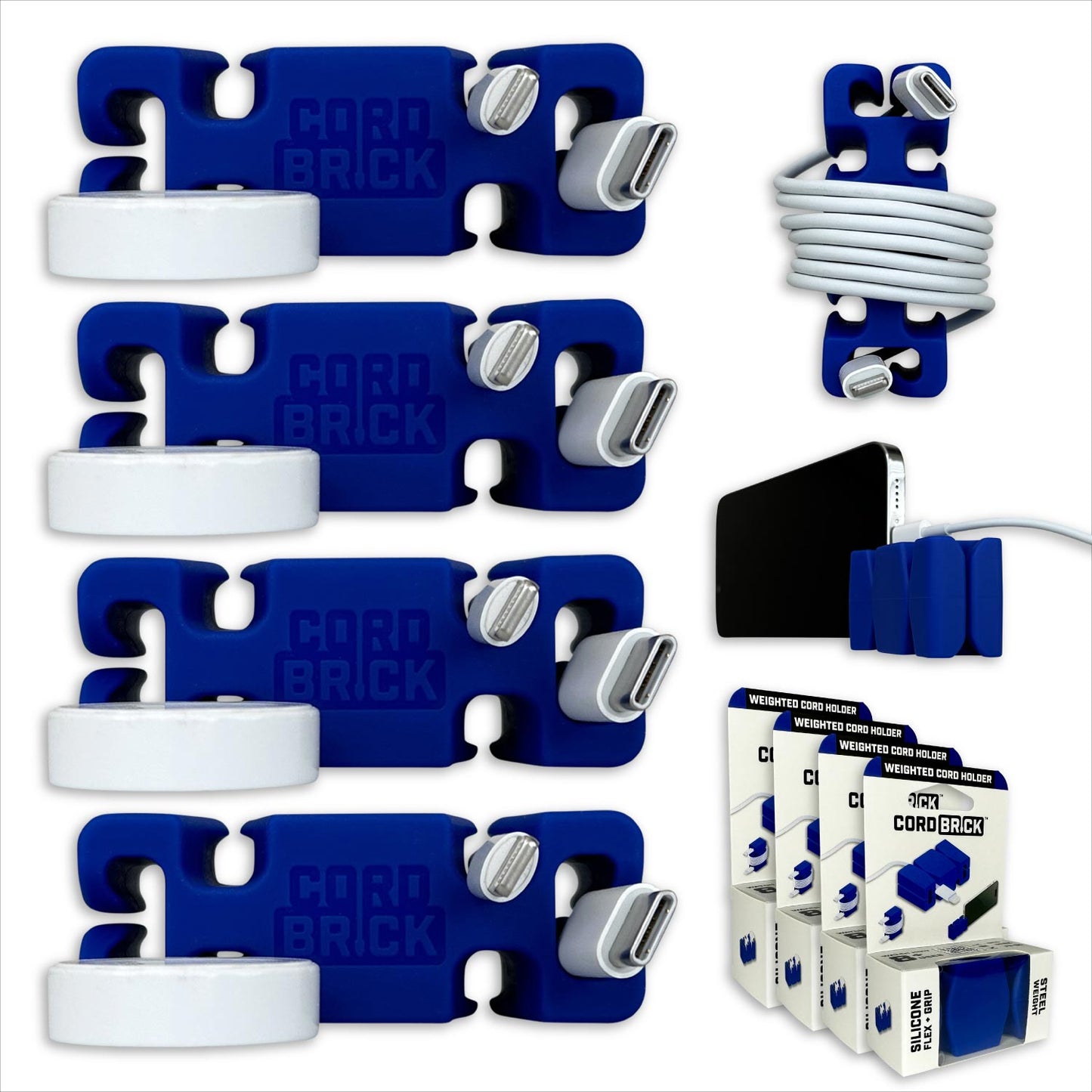 CordBrick® Weighted Cord Holder & Travel Cable Wrap. Stocking Stuffer & Phone Accessory