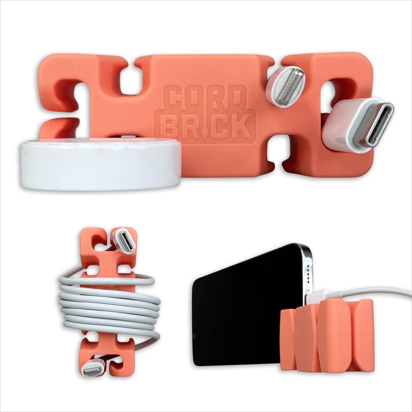 CordBrick® Weighted Cord Holder, Cable Wrap, Phone Accessory, Stocking Stuffer