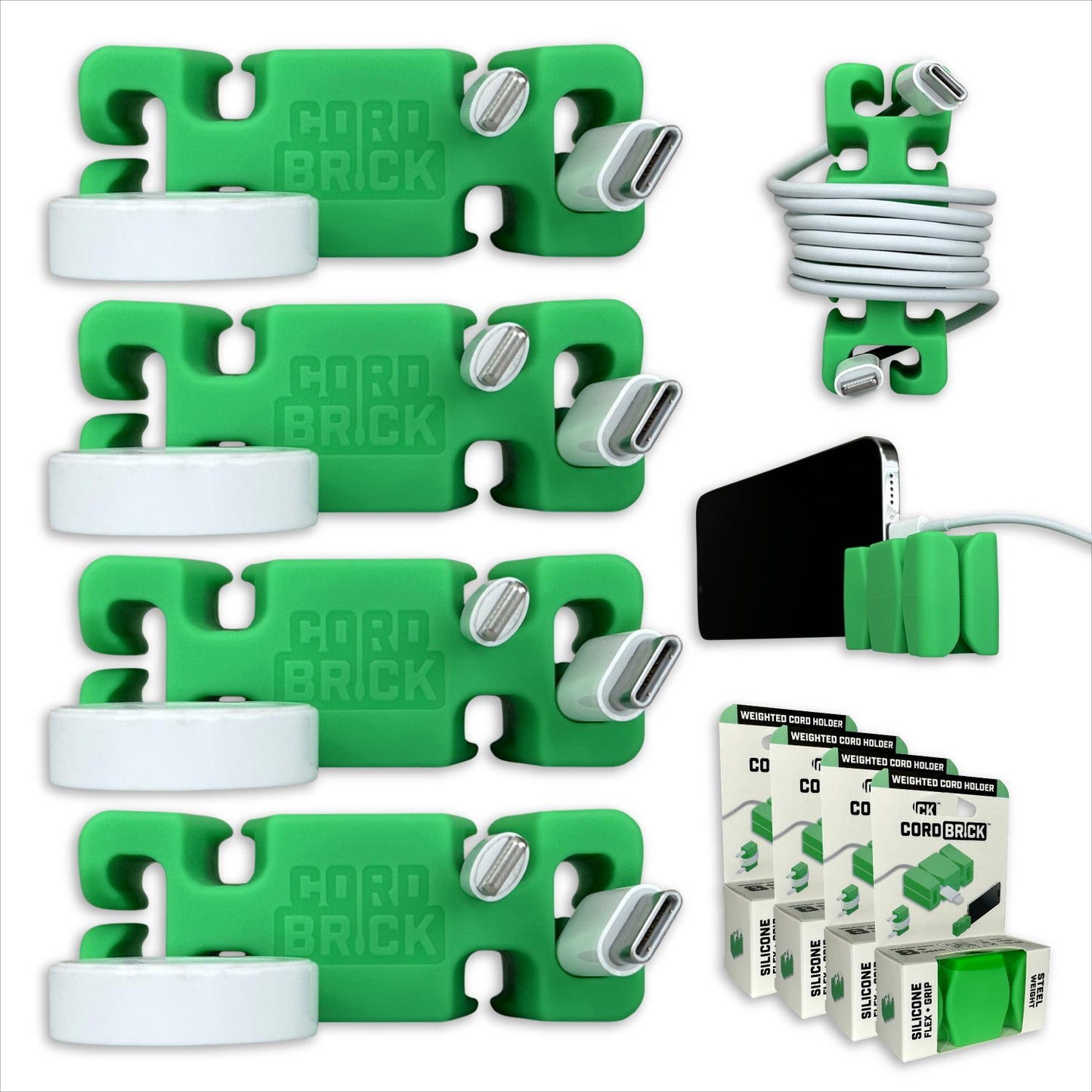 CordBrick® Weighted Cord Holder & Travel Cable Wrap. Stocking Stuffer & Phone Accessory