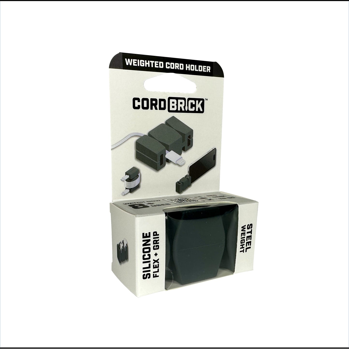 CordBrick in Medium Gray color in its package - front view.