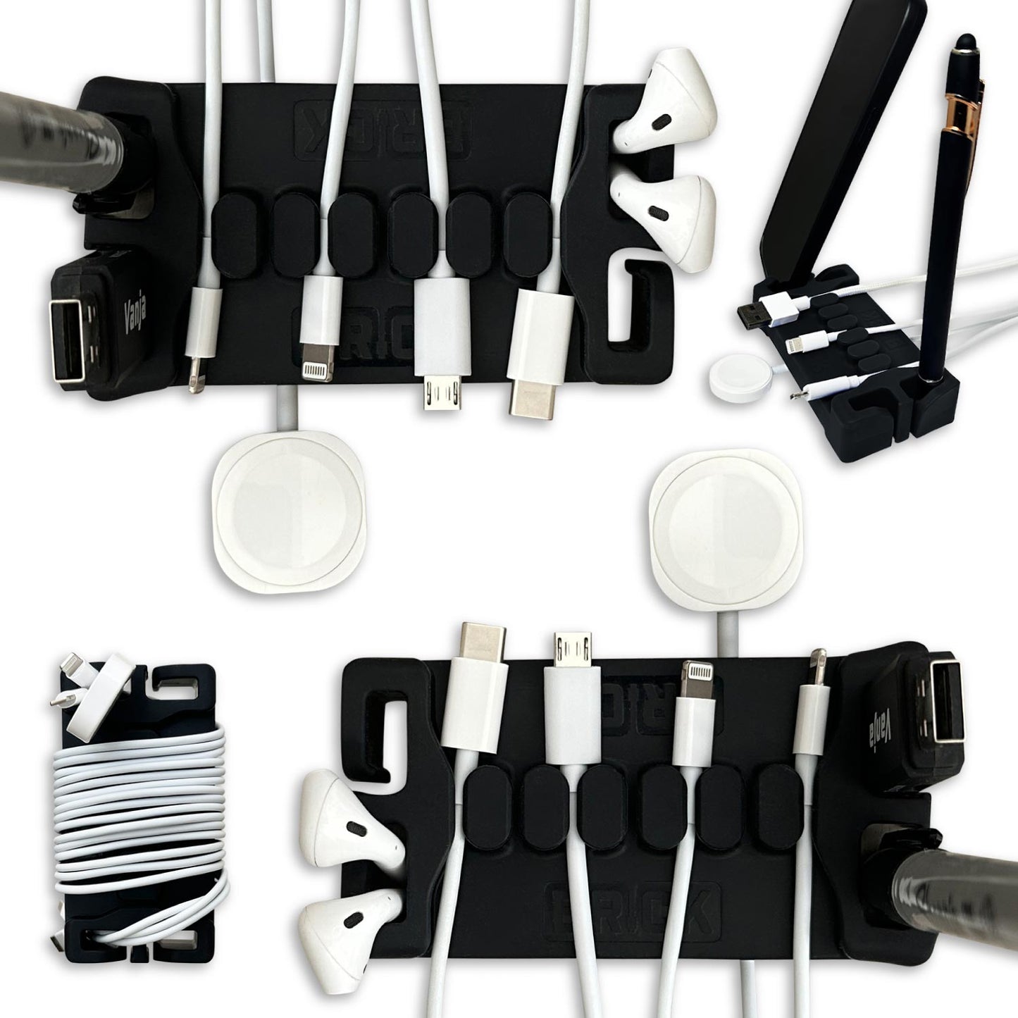 DeskBrick™ Weighted Cord Organizer, Cable Wrap, Phone Stand +Multiuse Gadget