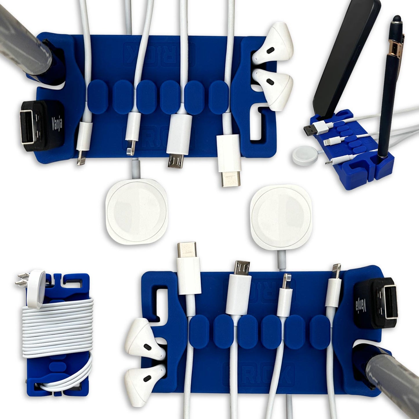 DeskBrick™ Weighted Cord Organizer, Cable Wrap, Phone Stand +Multiuse Gadget