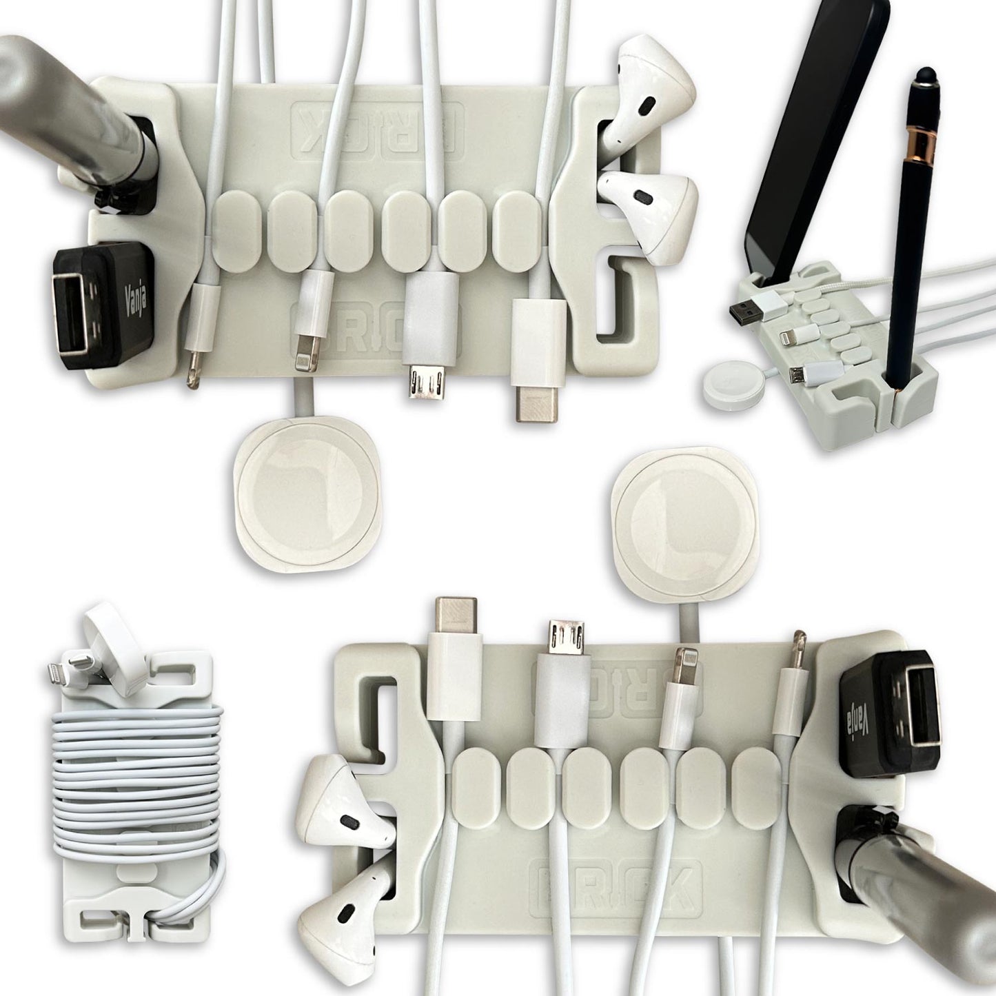 DeskBrick™ Weighted Cord Organizer, Cable Wrap, Phone Stand +Multiuse Gadget