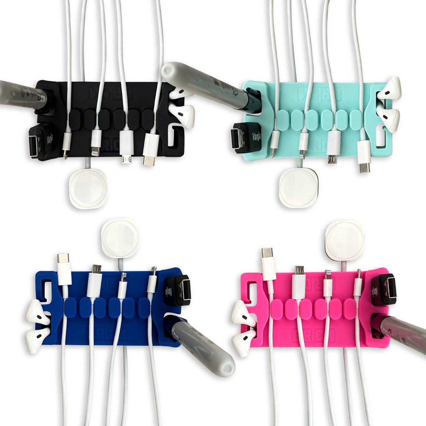 DeskBrick® Weighted Cord Organizer, Cable Wrap, Phone Stand +Multiuse Gadget