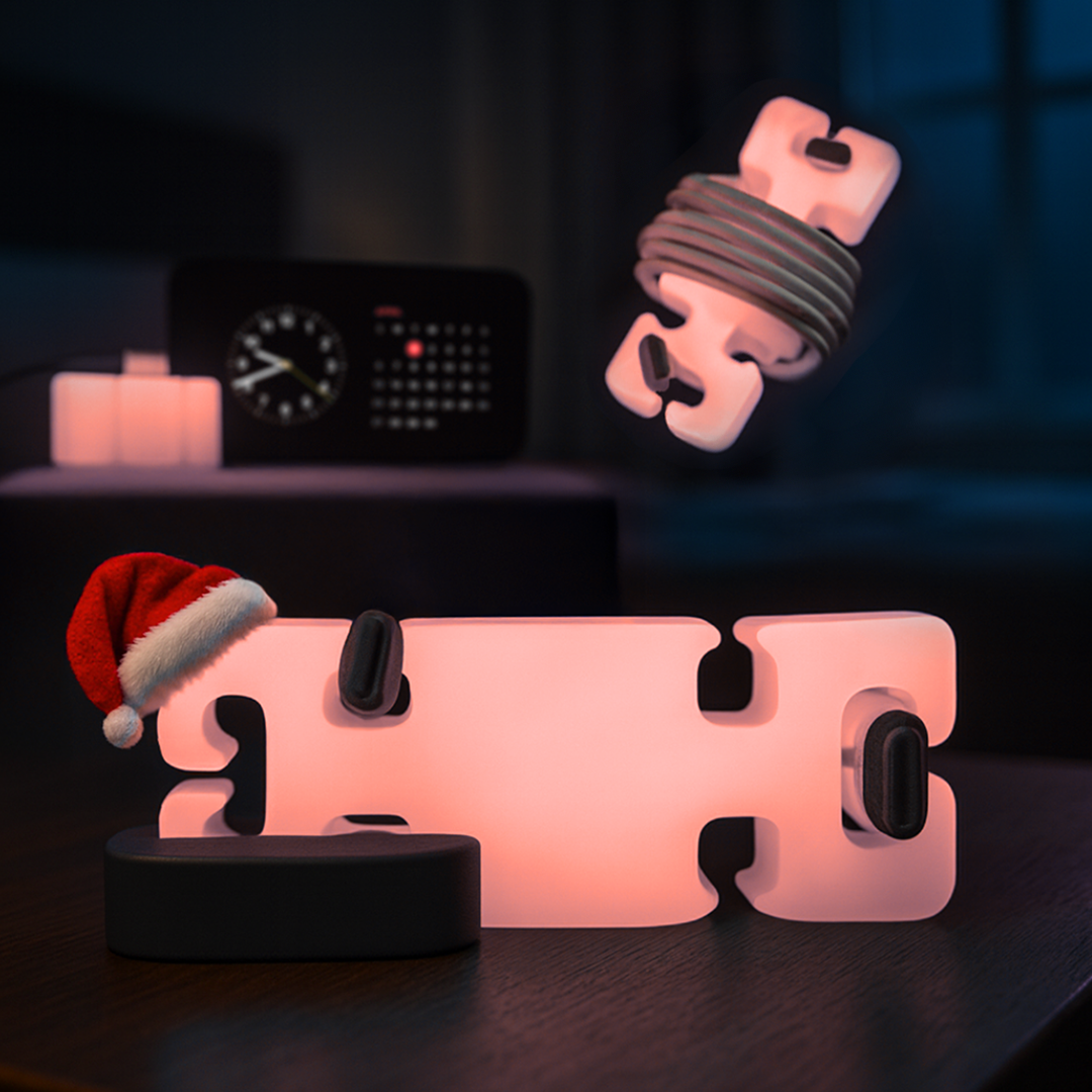 GlowBrick - Weighted Silicone Cord Holder for Nightstand. Traveling Cable Wrap, Phone Accessory, Stocking Stuffer