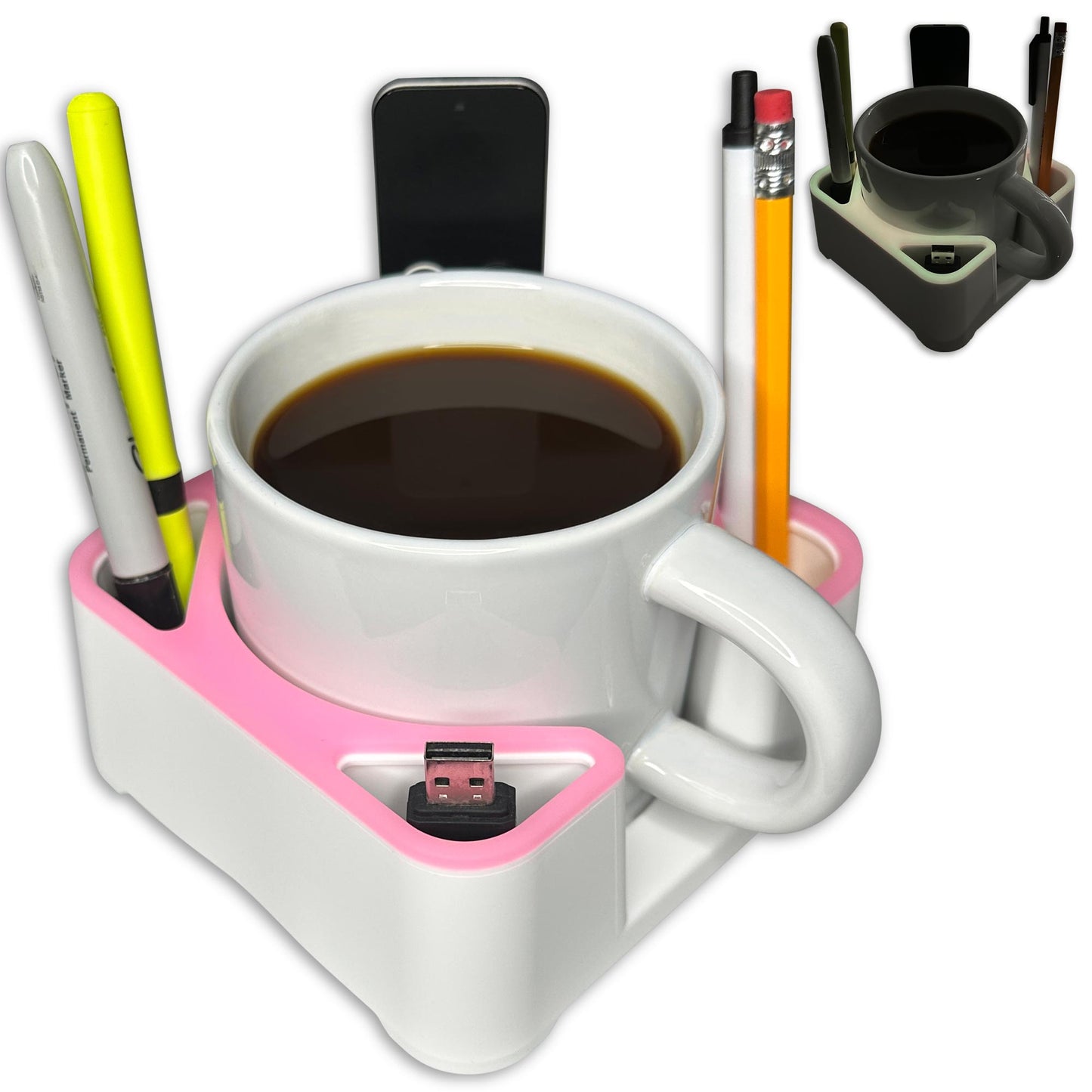 MugBrick - Silicone Mug/Drink Holder & Desk Organizer. For Bed, Couch, Office, Car