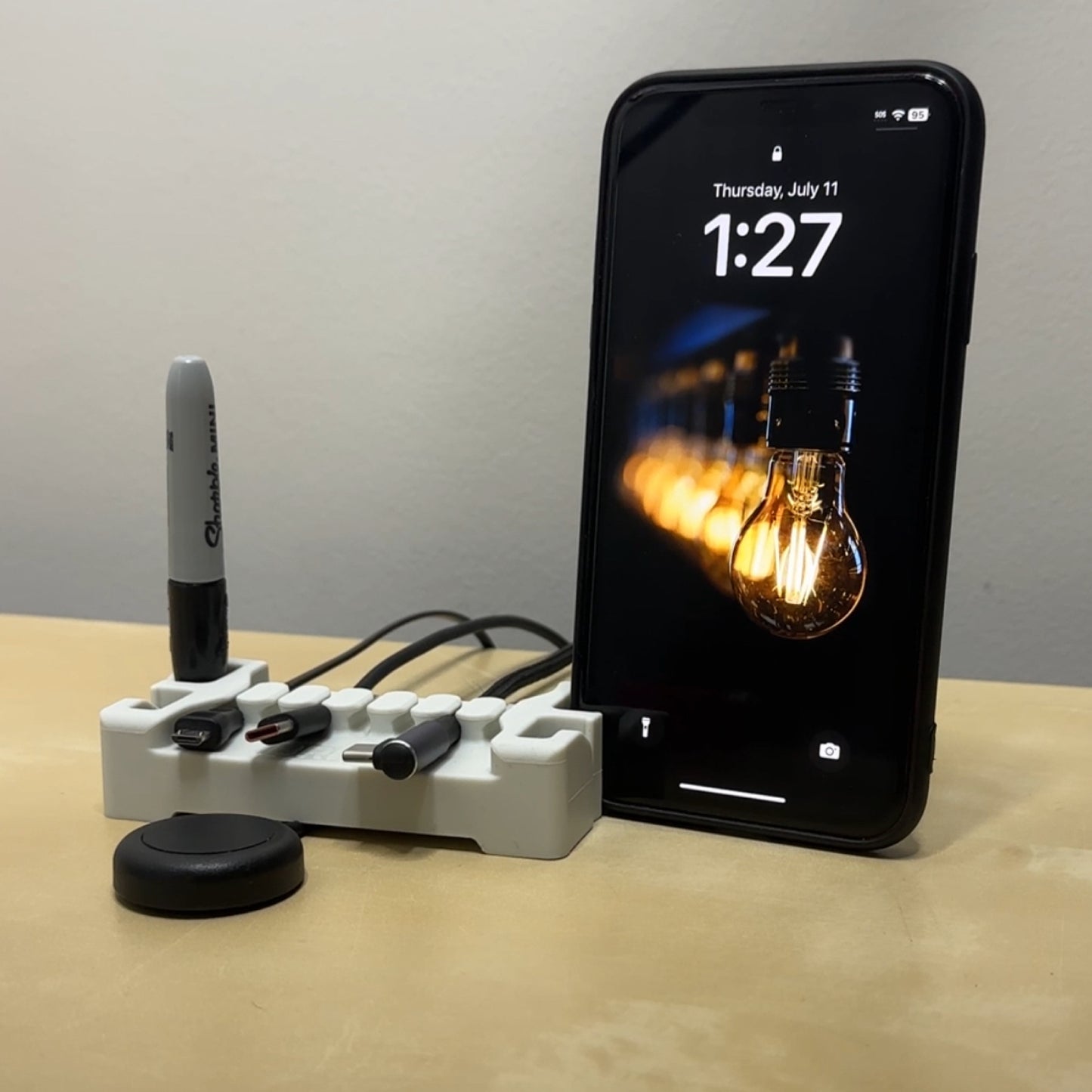 DeskBrick™ Weighted Cord Organizer, Cable Wrap, Phone Stand +Multiuse Gadget