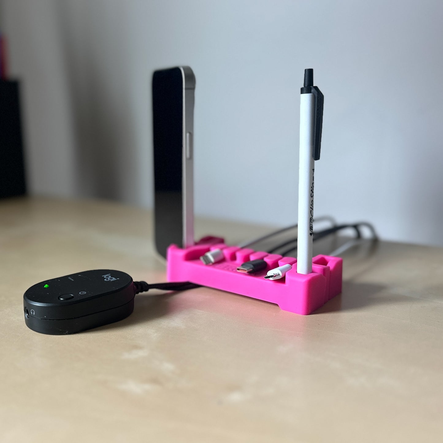 DeskBrick™ Weighted Cord & Desk Organizer, Holder for Phone and Pens