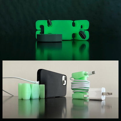 GlowBrick - Weighted Silicone Cord Holder for Nightstand. Traveling Cable Wrap, Phone Accessory, Stocking Stuffer