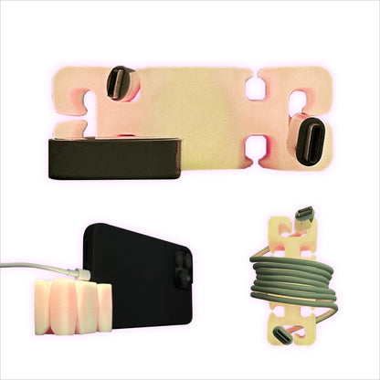 GlowBrick - Weighted Silicone Cord Holder for Nightstand. Traveling Cable Wrap, Phone Accessory, Stocking Stuffer