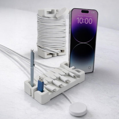 DeskBrick® Weighted Cord & Desk Organizer, Holder for Phone and Pens