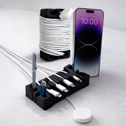 DeskBrick® Weighted Cord & Desk Organizer, Holder for Phone and Pens