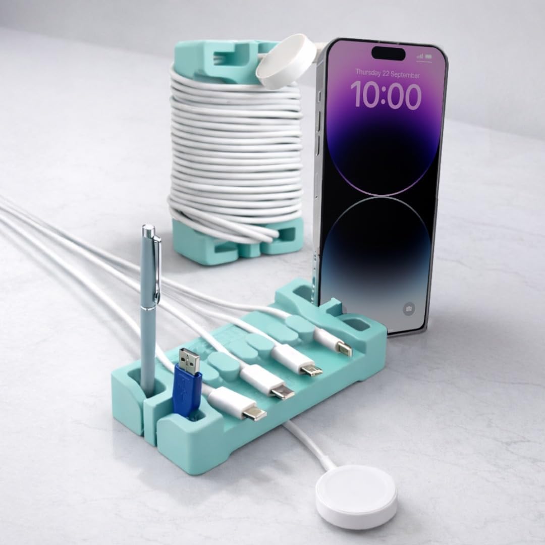 DeskBrick® Weighted Cord & Desk Organizer, Holder for Phone and Pens