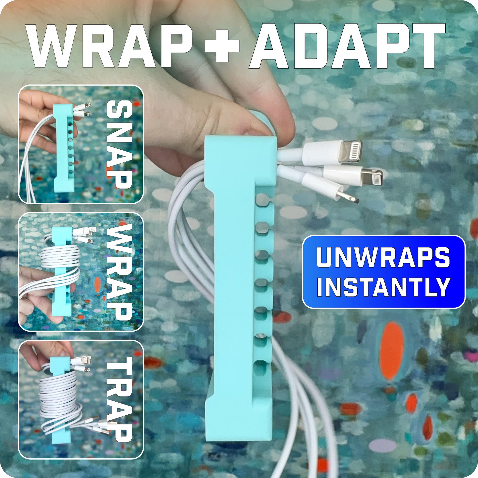 snap wrap trap to wrap adapt and unwrap cords untangled for travel