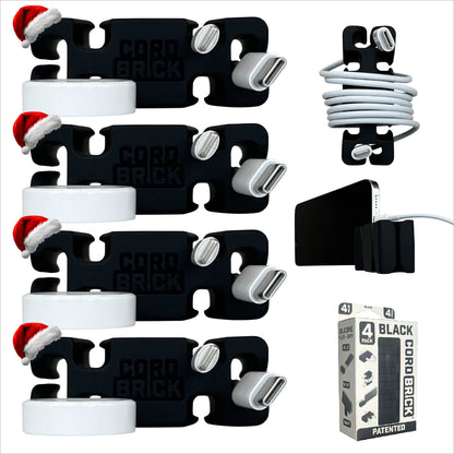 CordBrick Stocking Stuffers for Adults Cord Management Weighted Cord Holder Cable Wrap Phone Stand - Multiuse Gadget Organizer for Nightstand, Desk. Gift for Men, Durable Silicone.