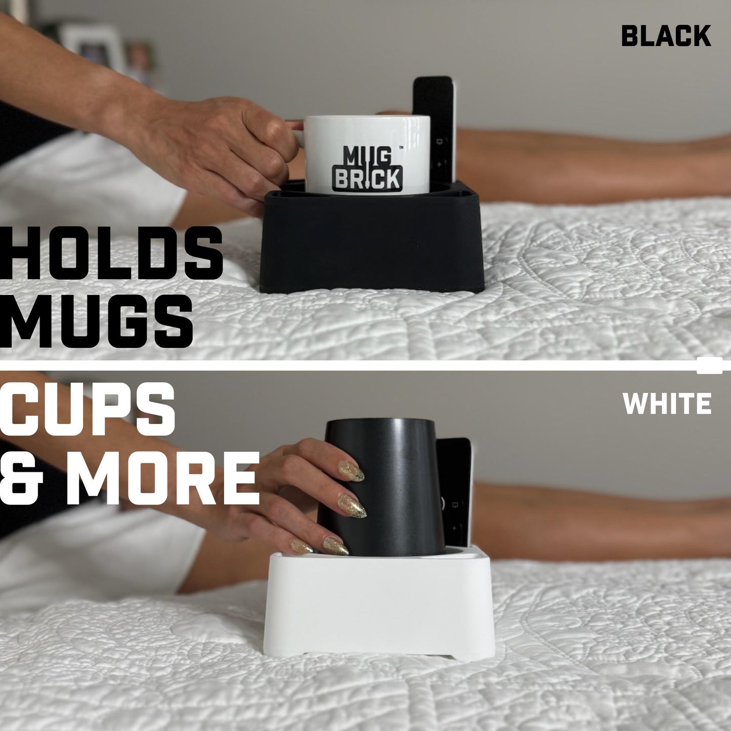 MugBrick - Silicone Mug/Drink Holder & Desk Organizer. For Bed, Couch, Office, Car