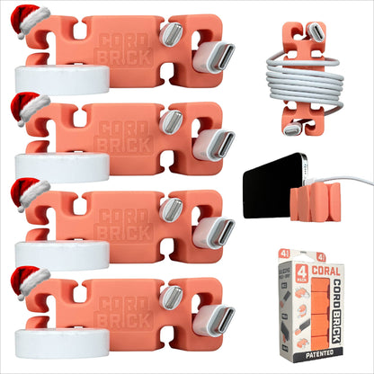 CordBrick Stocking Stuffers for Adults Cord Management Weighted Cord Holder Cable Wrap Phone Stand - Multiuse Gadget Organizer for Nightstand, Desk. Gift for Men, Durable Silicone.