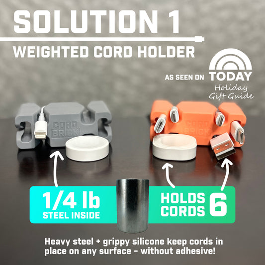 CordBrick® Weighted Cord Holder, Cable Wrap, Phone Accessory, Stocking Stuffer