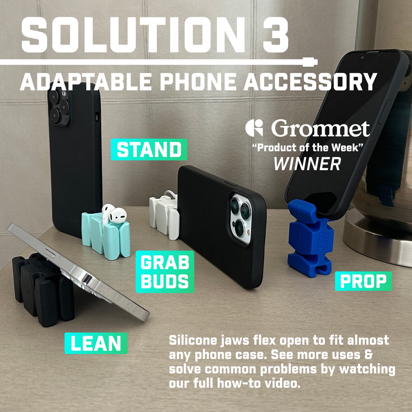 CordBrick® Weighted Cord Holder, Cable Wrap, Phone Accessory, Stocking Stuffer