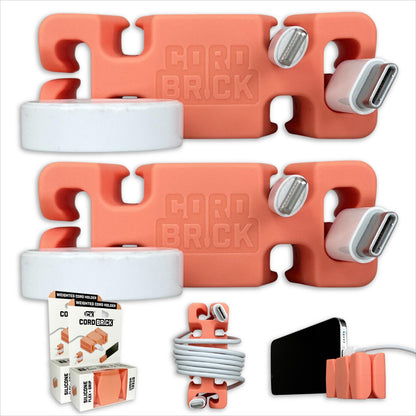CordBrick® Weighted Cord Holder & Travel Cable Wrap. Stocking Stuffer & Phone Accessory
