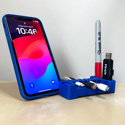 DeskBrick™ Weighted Cord & Desk Organizer, Holder for Phone and Pens