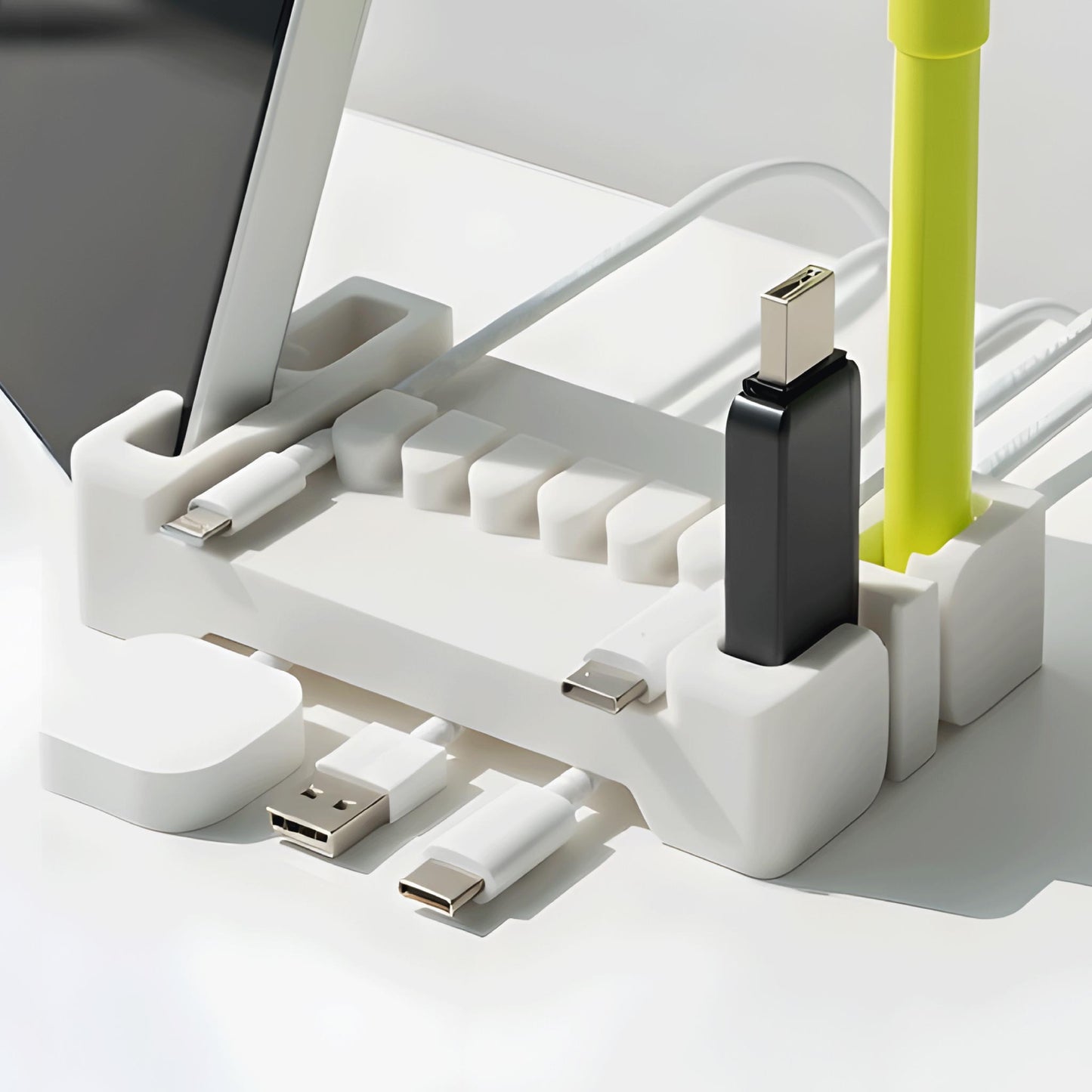 DeskBrick® Weighted Cord & Desk Organizer - Phone Holder and Multiuse Gadget