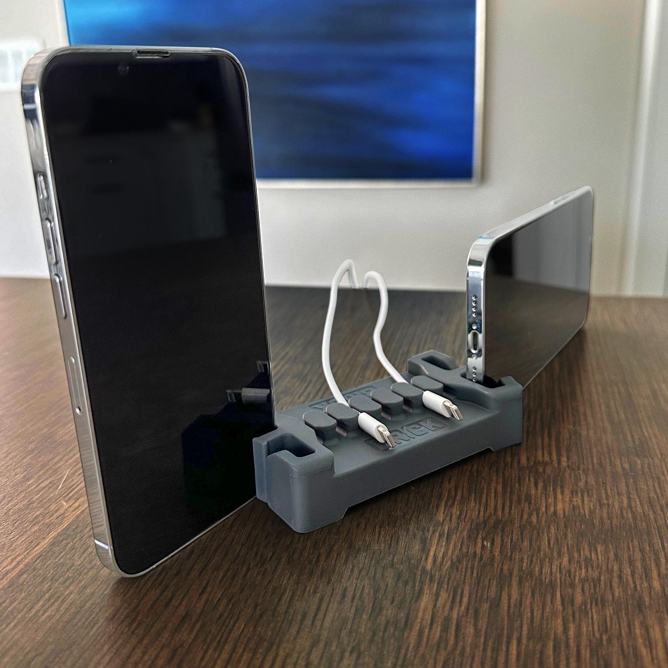 DeskBrick™ Weighted Cord & Desk Organizer, Holder for Phone and Pens