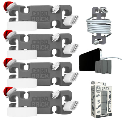 CordBrick Stocking Stuffers for Adults Cord Management Weighted Cord Holder Cable Wrap Phone Stand - Multiuse Gadget Organizer for Nightstand, Desk. Gift for Men, Durable Silicone.