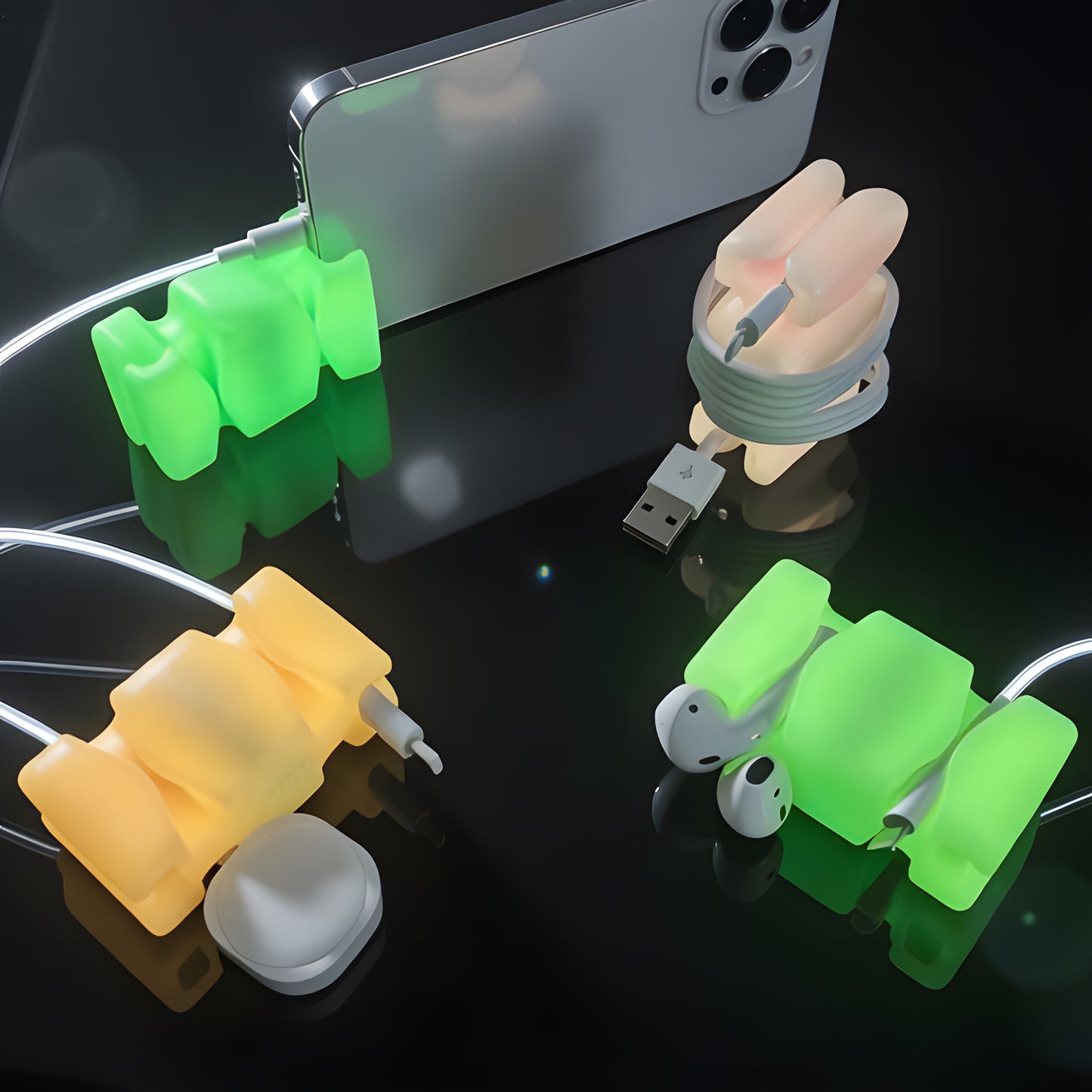 GlowBrick™ Weighted Cord Holder, Cable Wrap, Phone Accessory & Stocking Stuffer