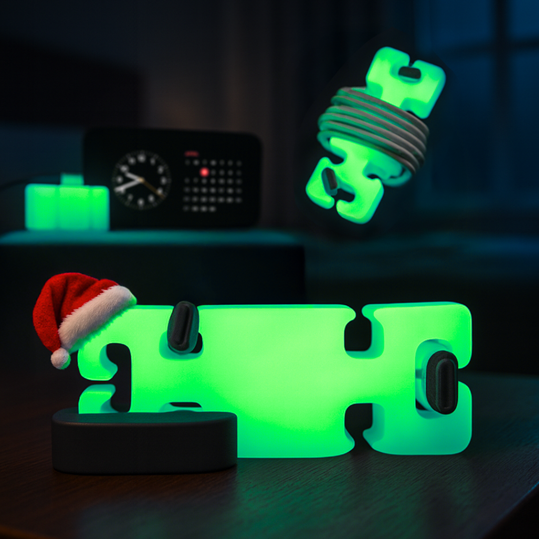 GlowBrick - Weighted Silicone Cord Holder for Nightstand. Traveling Cable Wrap, Phone Accessory, Stocking Stuffer