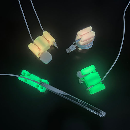 GlowBrick - Glowing Weighted Cord Holder, Cable Wrap, Phone Accessory & Stocking Stuffer