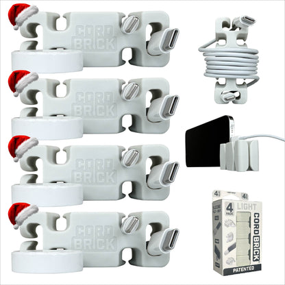 CordBrick Stocking Stuffers for Adults Cord Management Weighted Cord Holder Cable Wrap Phone Stand - Multiuse Gadget Organizer for Nightstand, Desk. Gift for Men, Durable Silicone.