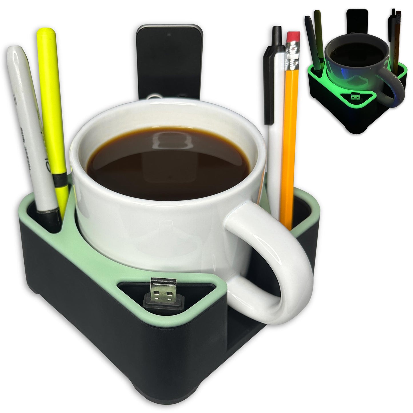 MugBrick - Silicone Mug/Drink Holder & Desk Organizer. For Bed, Couch, Office, Car