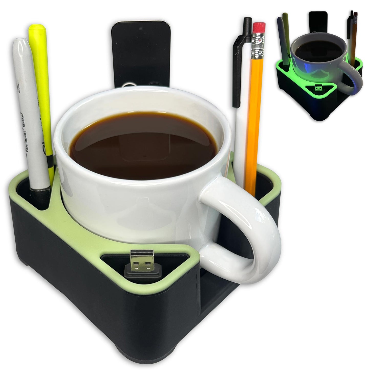 MugBrick - Silicone Mug/Drink Holder & Desk Organizer. For Bed, Couch, Office, Car