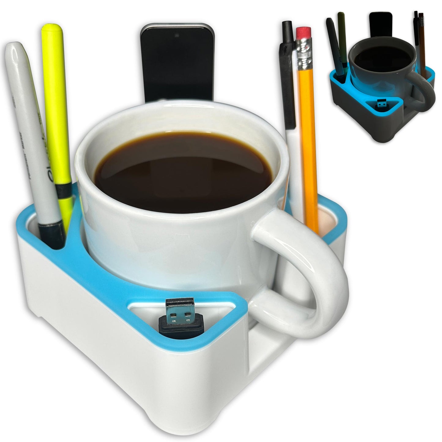 MugBrick - Silicone Mug/Drink Holder & Desk Organizer. For Bed, Couch, Office, Car