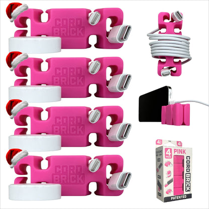 CordBrick Stocking Stuffers for Adults Cord Management Weighted Cord Holder Cable Wrap Phone Stand - Multiuse Gadget Organizer for Nightstand, Desk. Gift for Men, Durable Silicone.