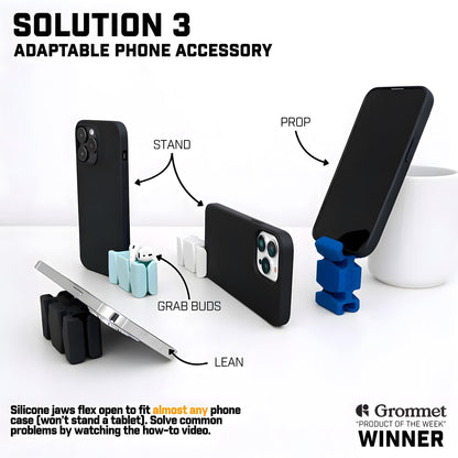 CordBrick® Stocking Stuffers for Adults Cord Management Weighted Cord Holder Cable Wrap Phone Stand - Multiuse Gadget Organizer for Nightstand, Desk. Gift for Men, Durable Silicone.