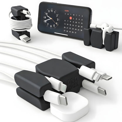 CordBrick® Stocking Stuffers for Adults Cord Management Weighted Cord Holder Cable Wrap Phone Stand - Multiuse Gadget Organizer for Nightstand, Desk. Gift for Men, Durable Silicone.