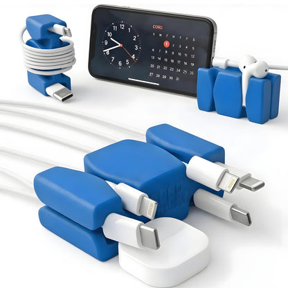 CordBrick® Stocking Stuffers for Adults Cord Management Weighted Cord Holder Cable Wrap Phone Stand - Multiuse Gadget Organizer for Nightstand, Desk. Gift for Men, Durable Silicone.