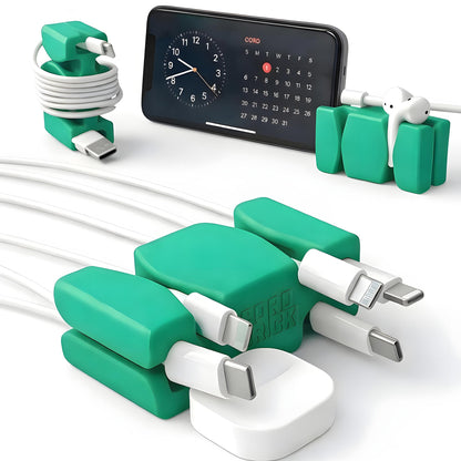 CordBrick® Stocking Stuffers for Adults Cord Management Weighted Cord Holder Cable Wrap Phone Stand - Multiuse Gadget Organizer for Nightstand, Desk. Gift for Men, Durable Silicone.