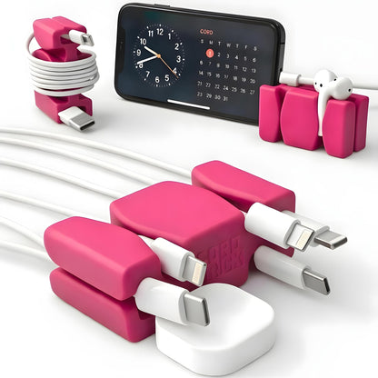 CordBrick® Stocking Stuffers for Adults Cord Management Weighted Cord Holder Cable Wrap Phone Stand - Multiuse Gadget Organizer for Nightstand, Desk. Gift for Men, Durable Silicone.