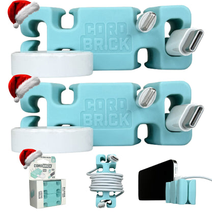 CordBrick Stocking Stuffers for Adults Cord Management Weighted Cord Holder Cable Wrap Phone Stand - Multiuse Gadget Organizer for Nightstand, Desk. Gift for Men, Durable Silicone.