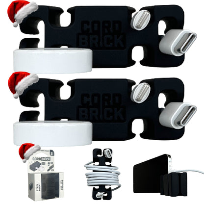 CordBrick Stocking Stuffers for Adults Cord Management Weighted Cord Holder Cable Wrap Phone Stand - Multiuse Gadget Organizer for Nightstand, Desk. Gift for Men, Durable Silicone.