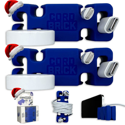 CordBrick Stocking Stuffers for Adults Cord Management Weighted Cord Holder Cable Wrap Phone Stand - Multiuse Gadget Organizer for Nightstand, Desk. Gift for Men, Durable Silicone.