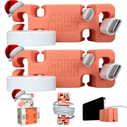 CordBrick Stocking Stuffers for Adults Cord Management Weighted Cord Holder Cable Wrap Phone Stand - Multiuse Gadget Organizer for Nightstand, Desk. Gift for Men, Durable Silicone.