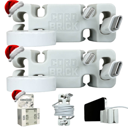 CordBrick Stocking Stuffers for Adults Cord Management Weighted Cord Holder Cable Wrap Phone Stand - Multiuse Gadget Organizer for Nightstand, Desk. Gift for Men, Durable Silicone.