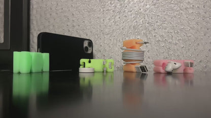 GlowBrick - Weighted Silicone Cord Holder for Nightstand. Traveling Cable Wrap, Phone Accessory, Stocking Stuffer